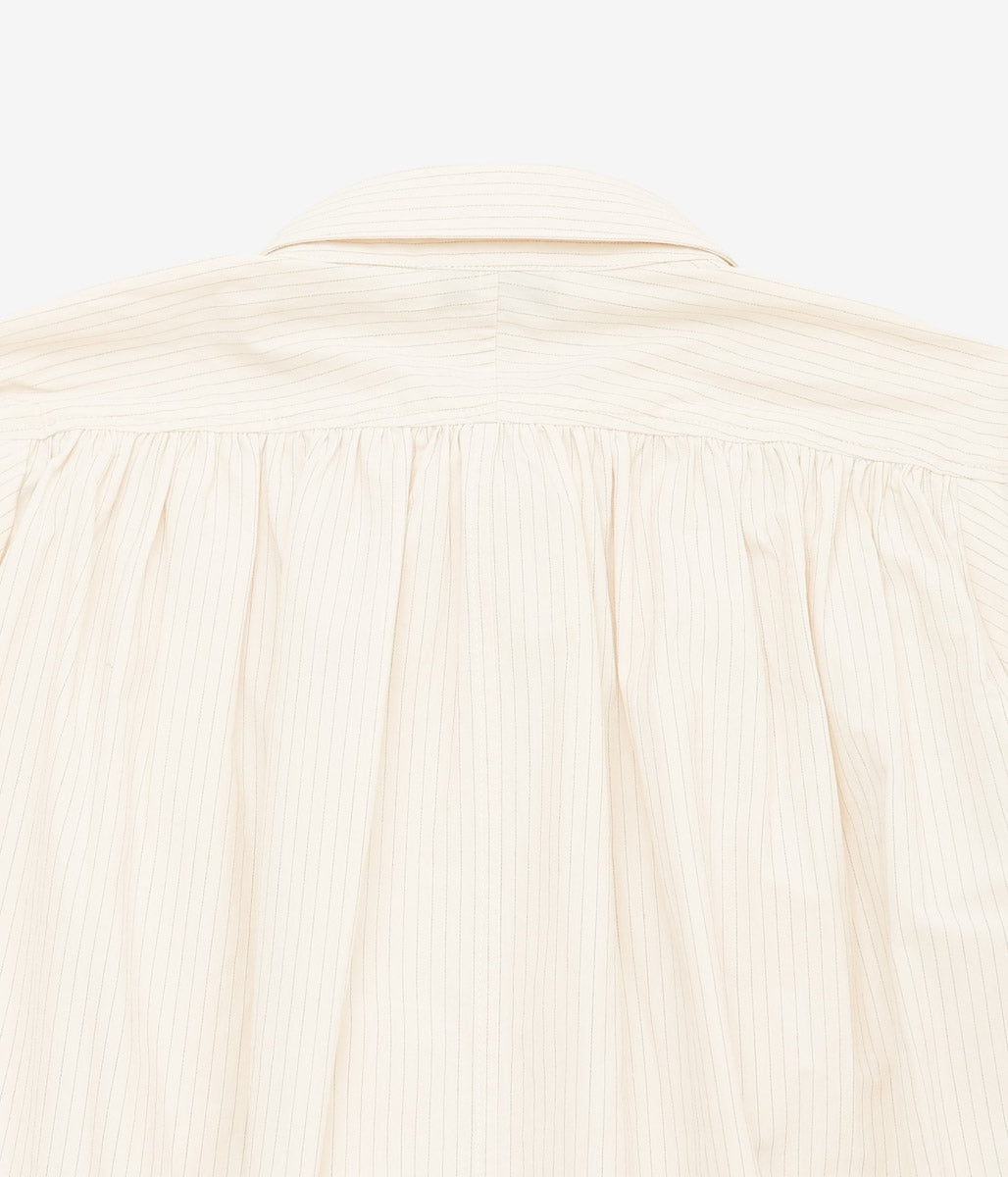 WANZE ''GATHERED BUTTON UP SHIRT '' (EGG SHELL)