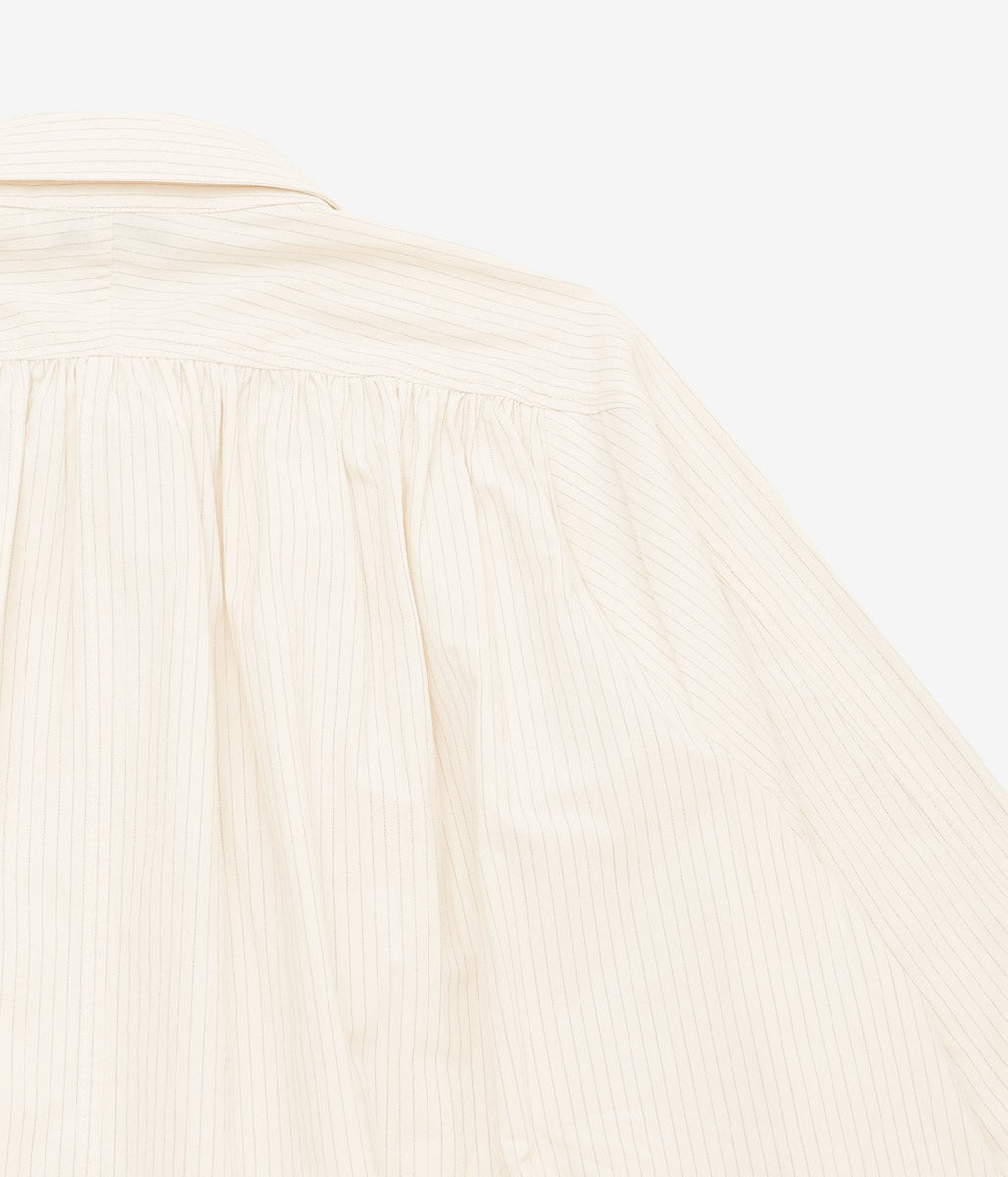 WANZE ''GATHERED BUTTON UP SHIRT '' (EGG SHELL)