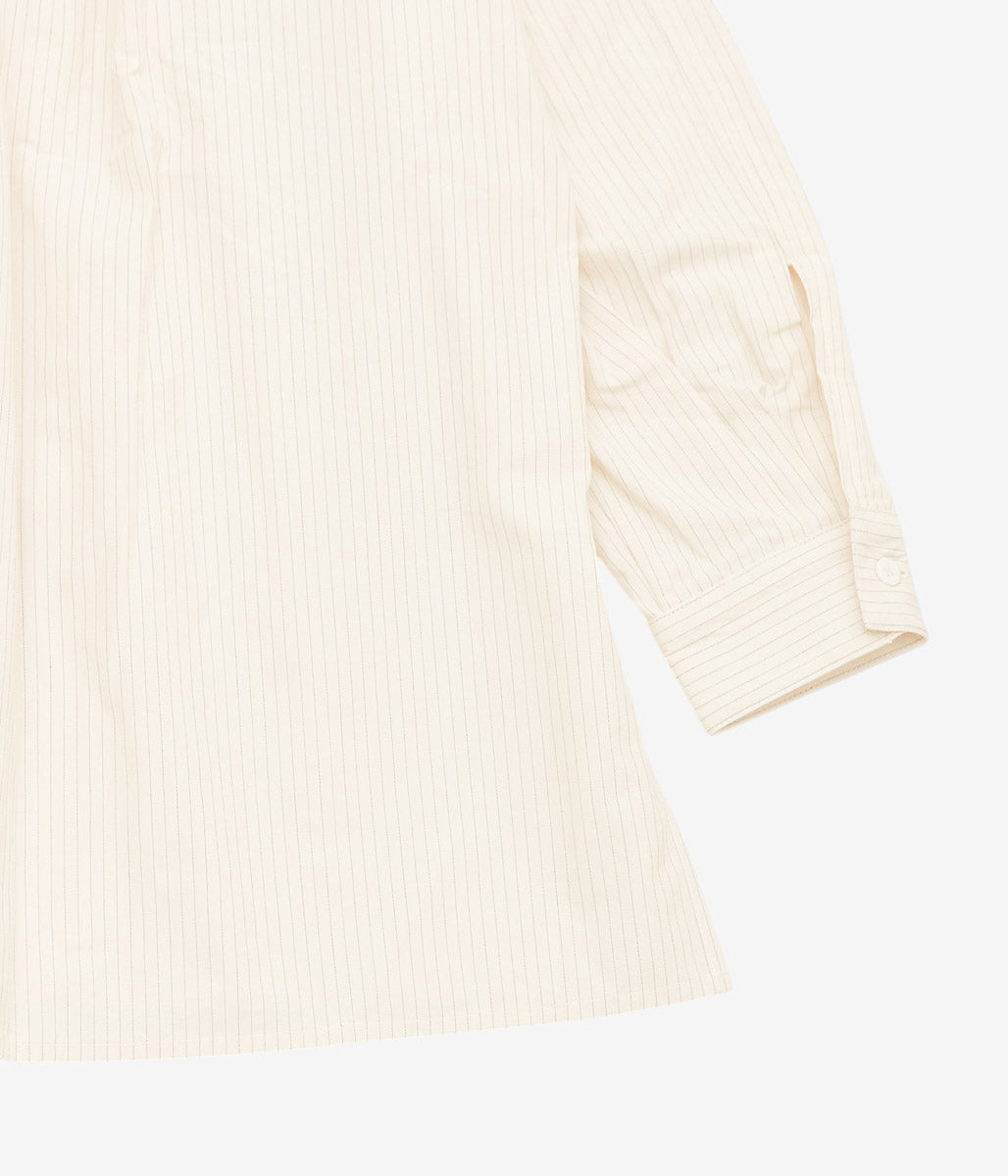 WANZE ''GATHERED BUTTON UP SHIRT '' (EGG SHELL)