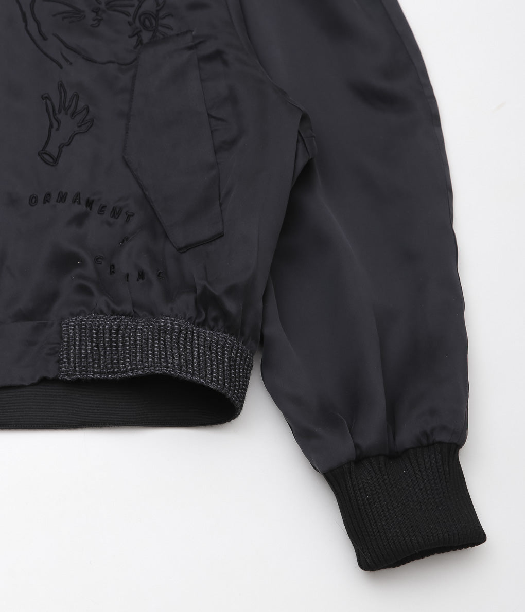 WONDEROUND ''BOMBER JACKET W/EMBROIDERY'' (BLACK/SAND WASHED SILK)