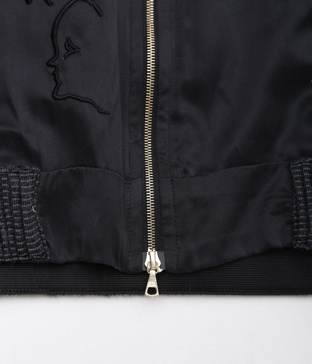 WONDEROUND ''BOMBER JACKET W/EMBROIDERY'' (BLACK/SAND WASHED SILK)