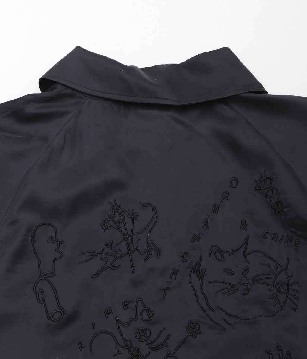 WONDEROUND ''BOMBER JACKET W/EMBROIDERY'' (BLACK/SAND WASHED SILK)