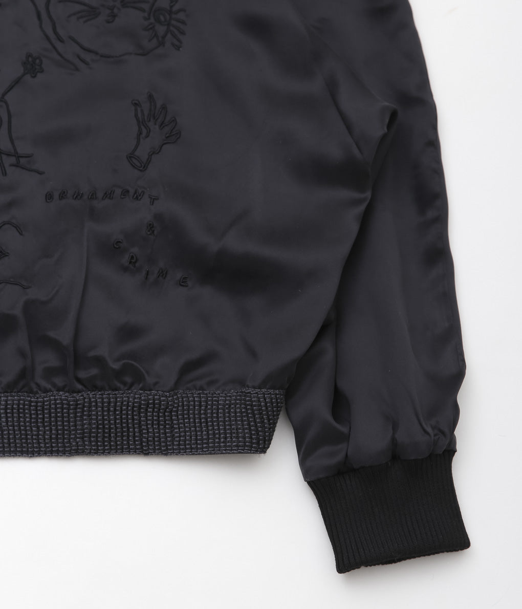 WONDEROUND ''BOMBER JACKET W/EMBROIDERY'' (BLACK/SAND WASHED SILK)