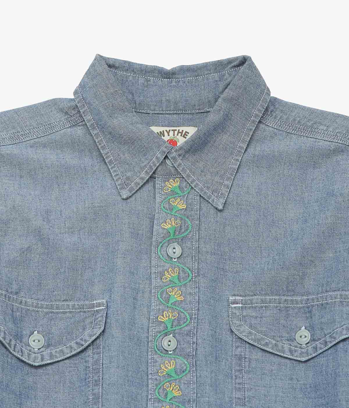 WYTHE "EMBROIDERED CHAMBRAY WORKSHIRT" (RINSED INDIGO)
