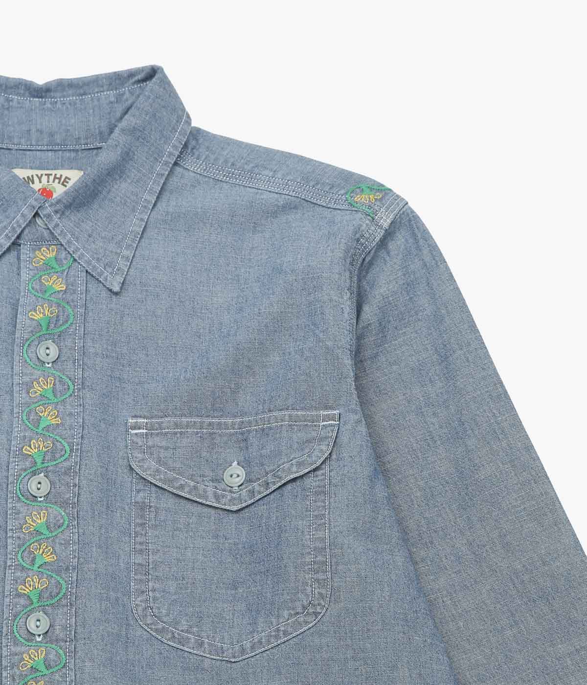 WYTHE "EMBROIDERED CHAMBRAY WORKSHIRT" (RINSED INDIGO)