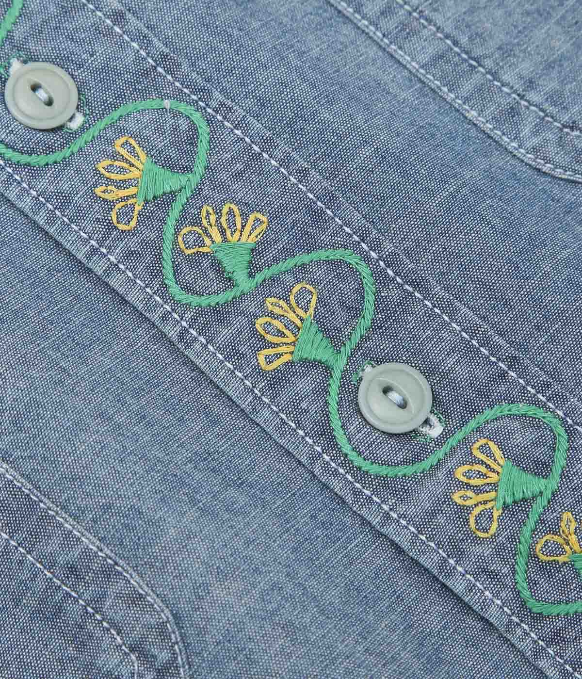 WYTHE "EMBROIDERED CHAMBRAY WORKSHIRT" (RINSED INDIGO)