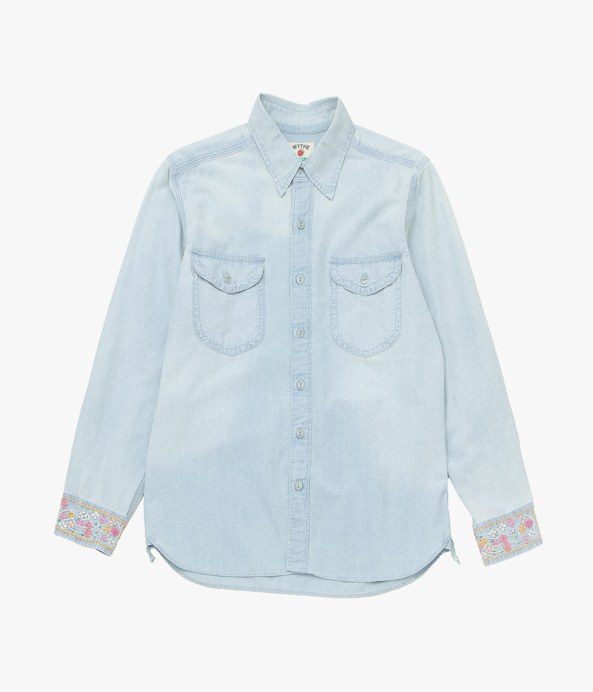 WYTHE ''EMBROIDERED CHAMBRAY WORKSHIRT'' (WASHED AND SUNFADED INDIGO)