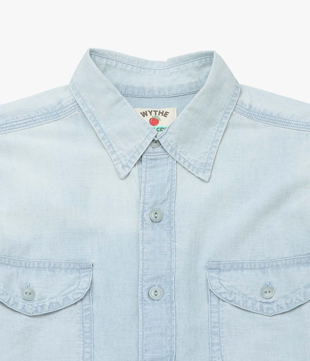 WYTHE ''EMBROIDERED CHAMBRAY WORKSHIRT'' (WASHED AND SUNFADED INDIGO)