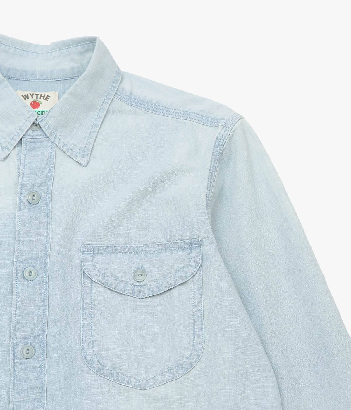 WYTHE ''EMBROIDERED CHAMBRAY WORKSHIRT'' (WASHED AND SUNFADED INDIGO)