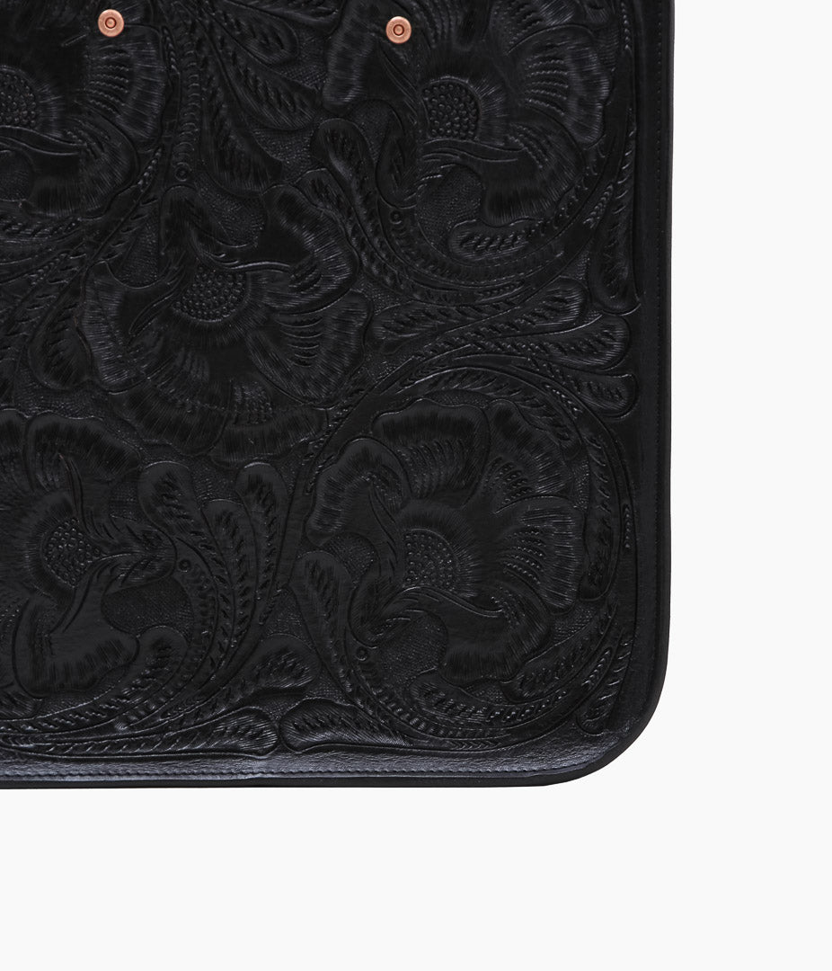 WYTHE ''MEDIUM TOOLED LEATHER TOTE'' (BLACK)