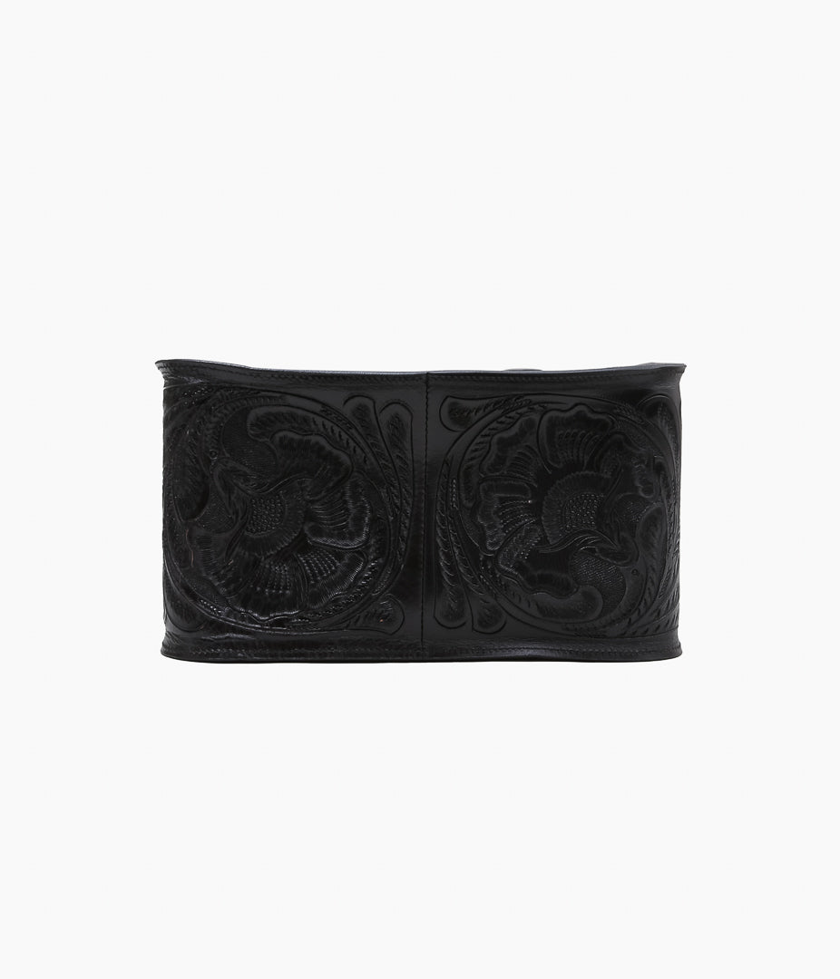 WYTHE ''MEDIUM TOOLED LEATHER TOTE'' (BLACK)