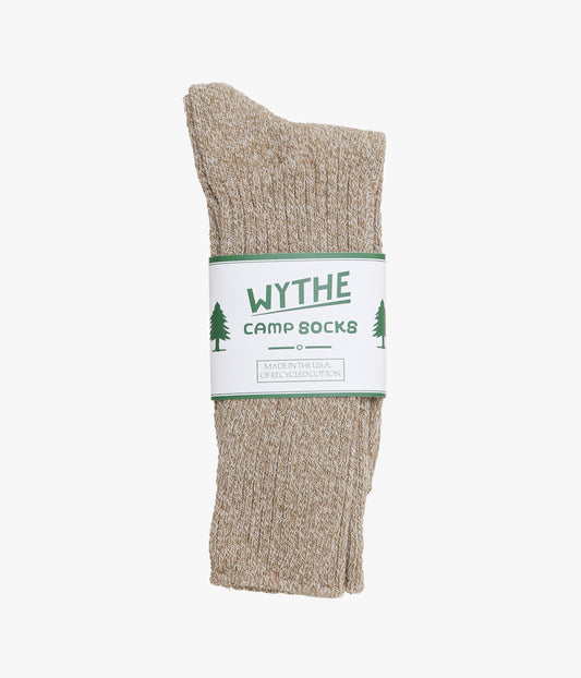 WYTHE ''RECYCLED COTTON CAMP SOCKS'' (CAMP KHAKI MELANGE)