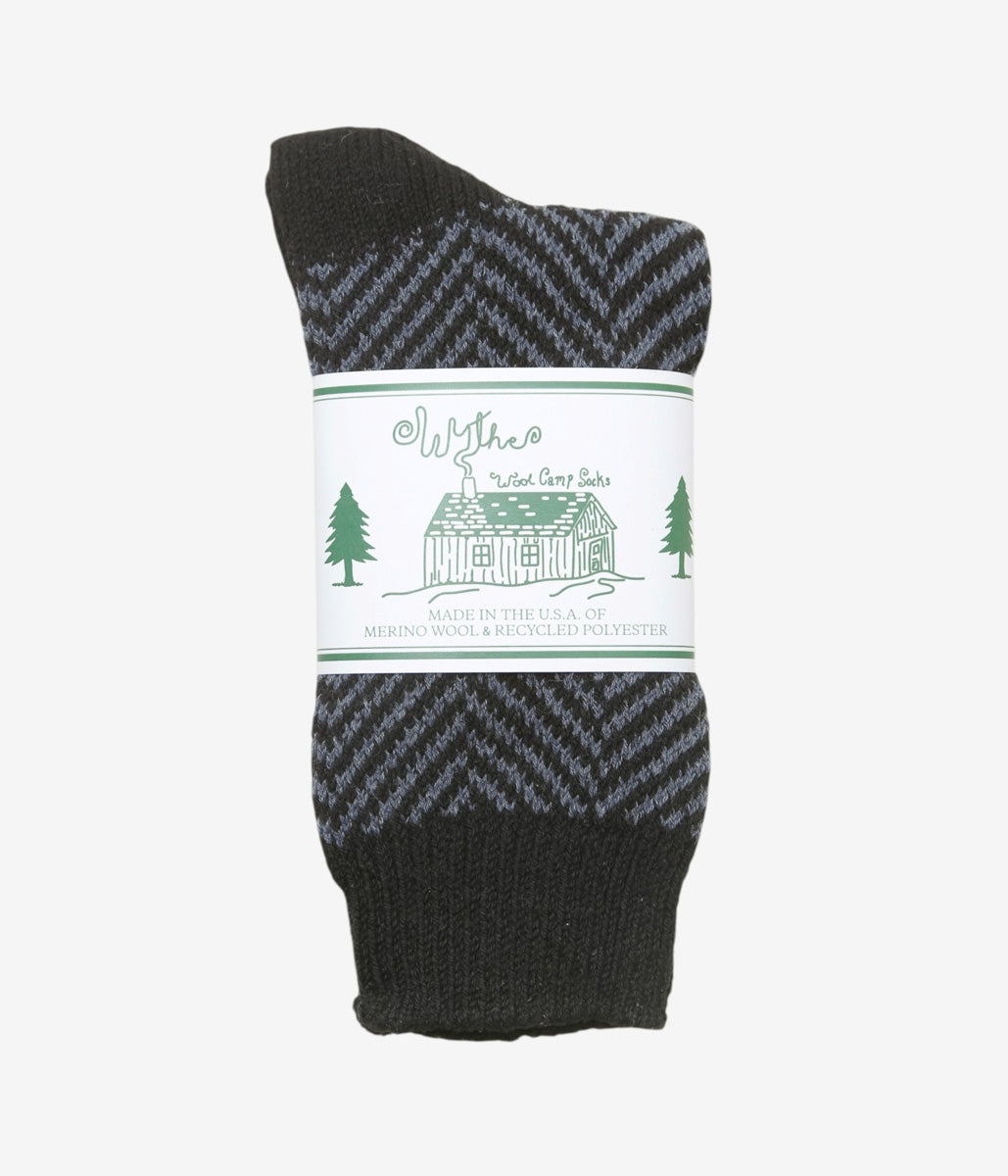 WYTHE ''RECYCLED WOOL HERRINGBONE SOCKS'' (NAVY)
