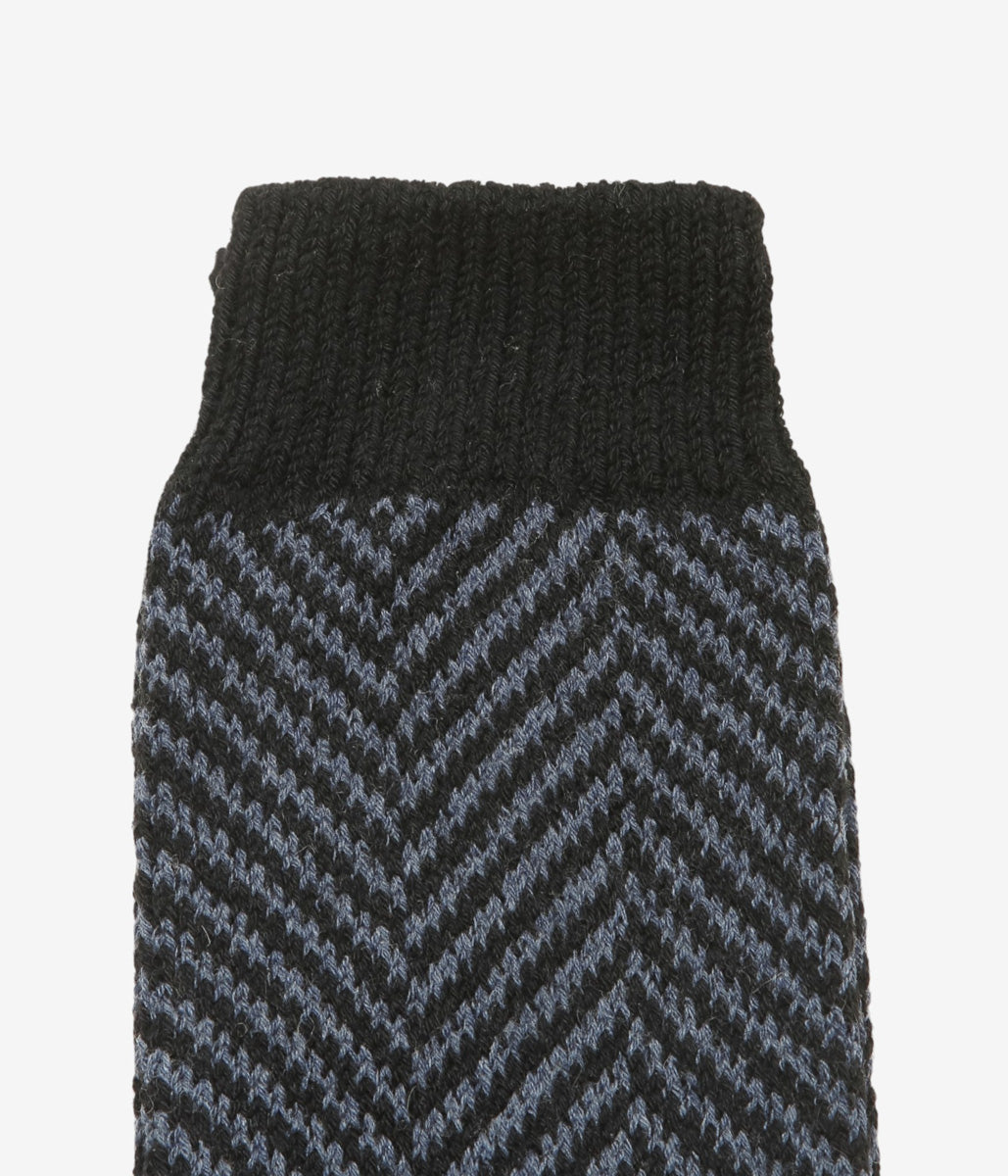 WYTHE ''RECYCLED WOOL HERRINGBONE SOCKS'' (NAVY)