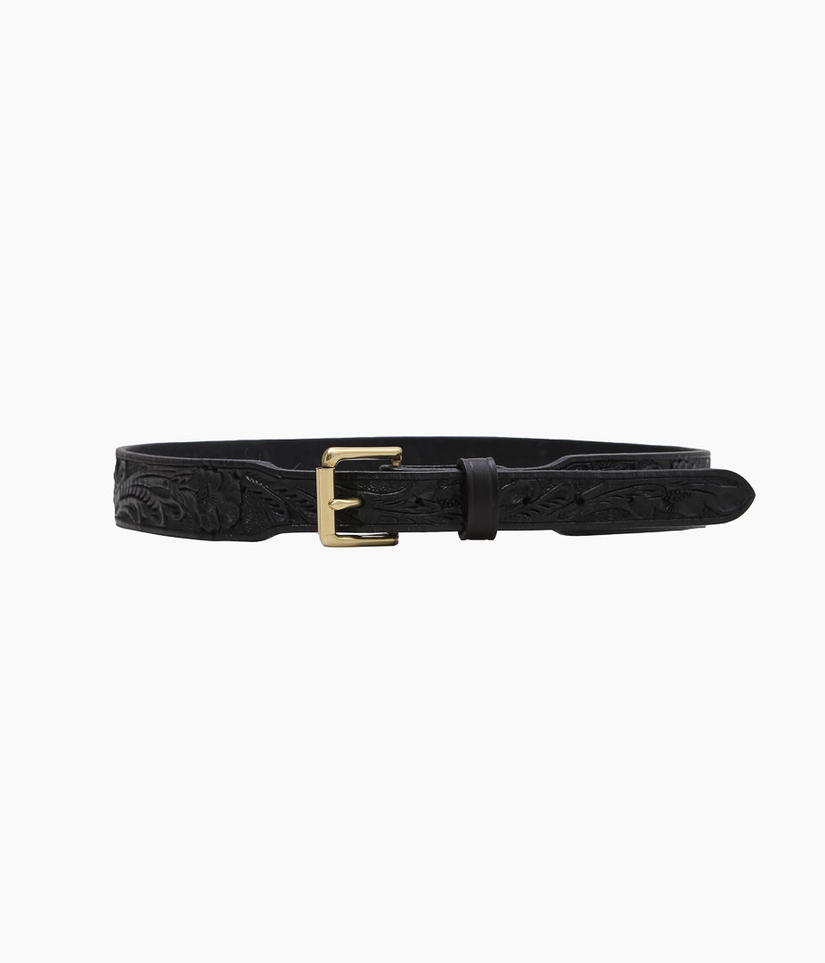 WYTHE ''TOOLED LEATHER BELT'' (BLACK)