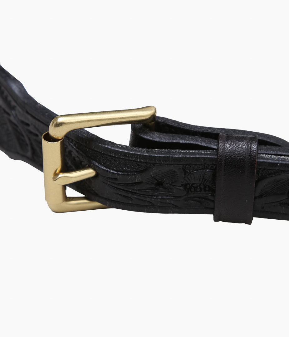 WYTHE ''TOOLED LEATHER BELT'' (BLACK)
