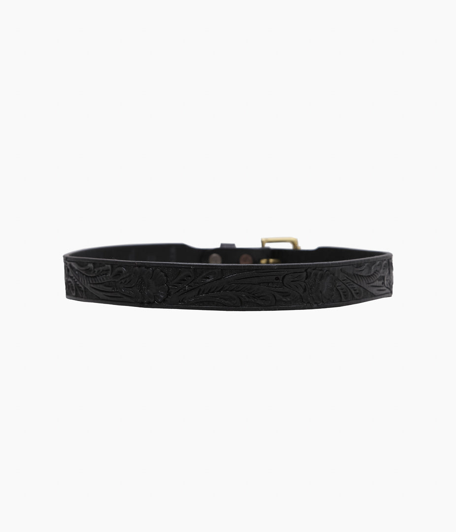 WYTHE ''TOOLED LEATHER BELT'' (BLACK)