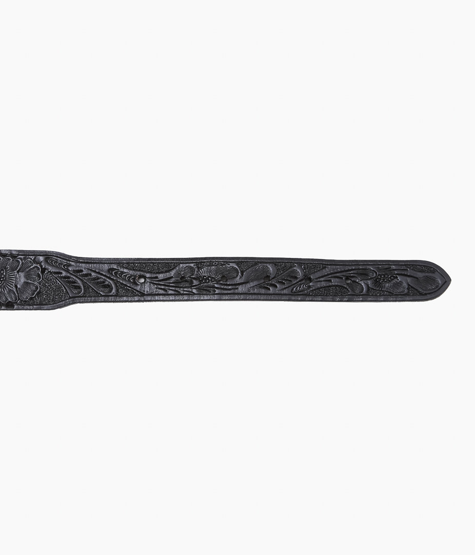 WYTHE ''TOOLED LEATHER BELT'' (BLACK)