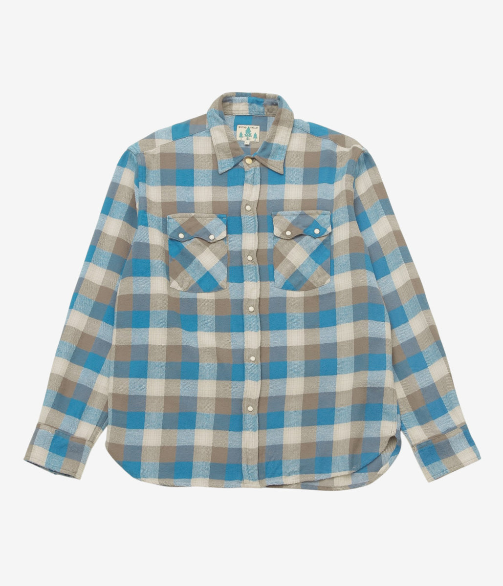 WYTHE ''WASHED FLANNEL PEARLSNAP SHIRT'' (GLACIER PLAID)