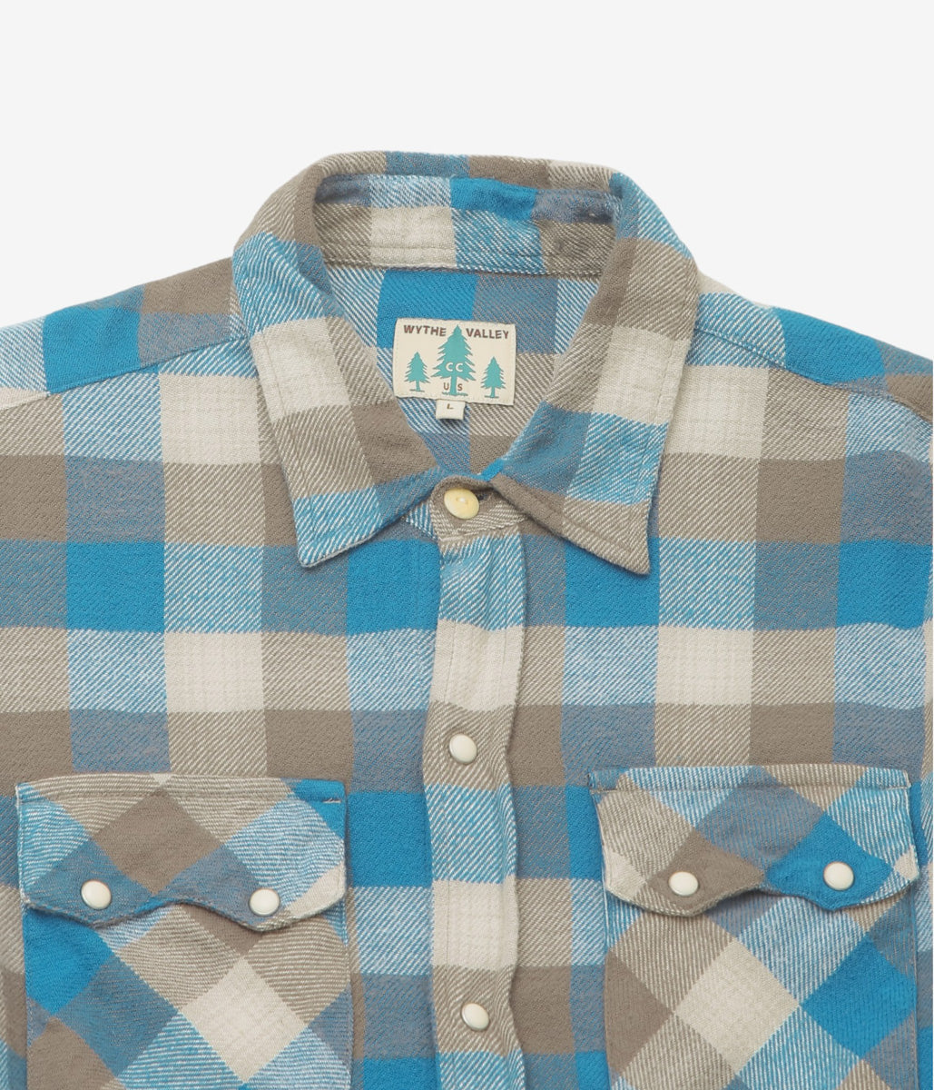 WYTHE ''WASHED FLANNEL PEARLSNAP SHIRT'' (GLACIER PLAID)