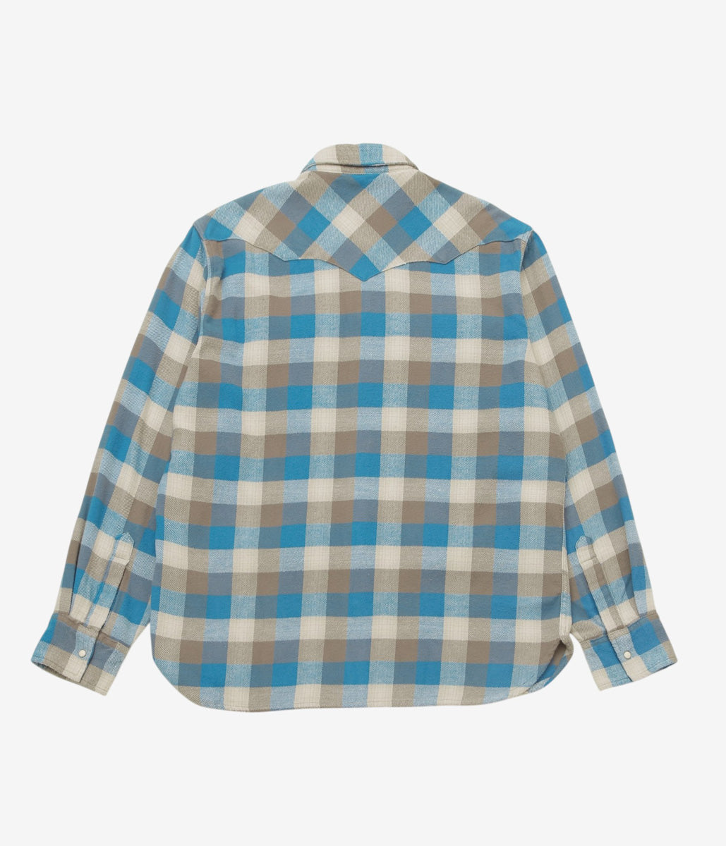 WYTHE ''WASHED FLANNEL PEARLSNAP SHIRT'' (GLACIER PLAID)