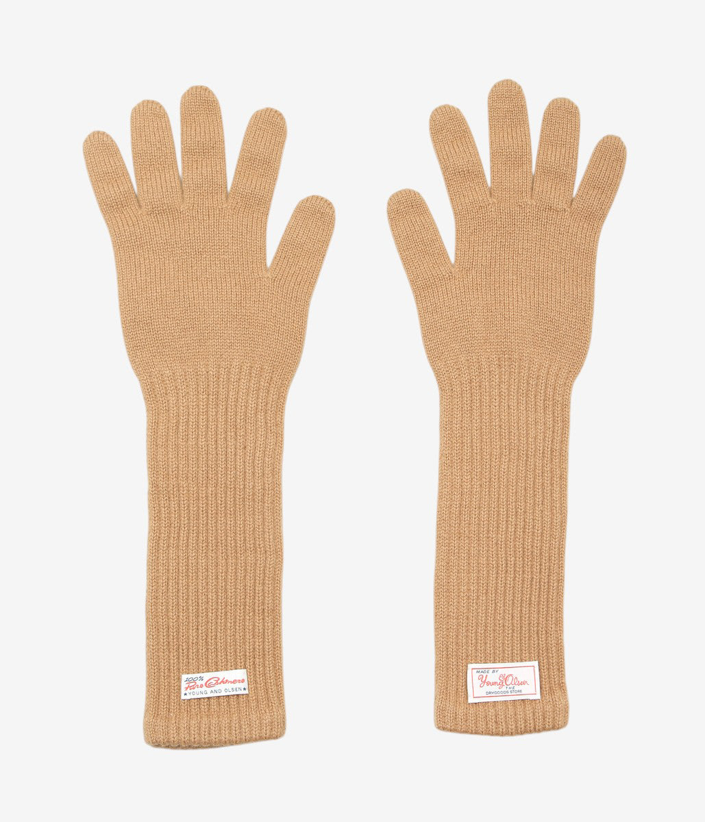 YOUNG&OLSEN THE DRYGOODS STORE ''CASHMERE KNIT LONG GLOVE'' (CAMEL)