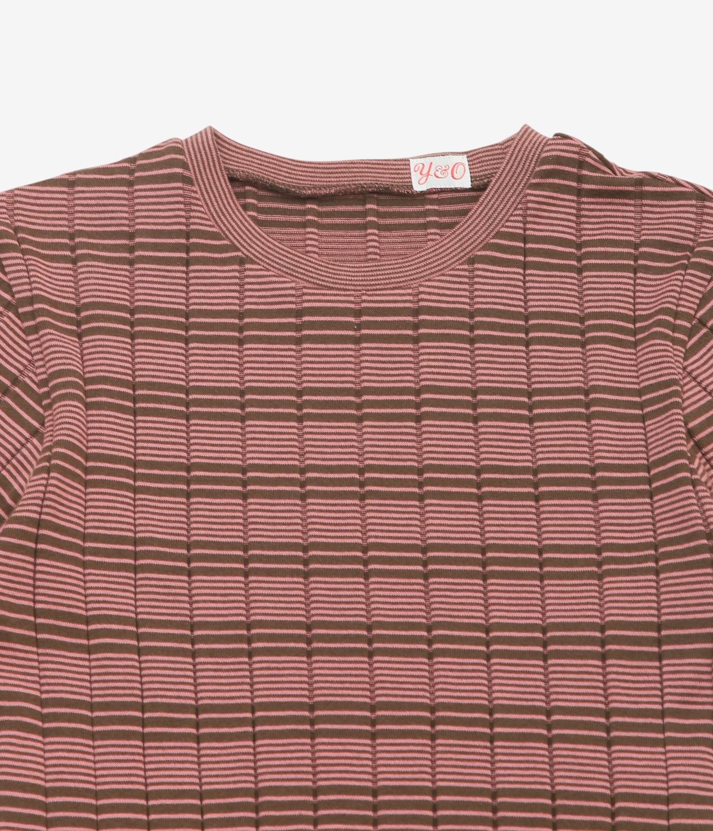 YOUNG&OLSEN THE DRYGOODS STORE ''BROAD RIB CROP CREW NECK'' (BROWN／PINK)