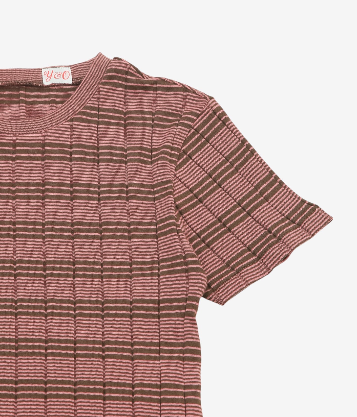 YOUNG&OLSEN THE DRYGOODS STORE ''BROAD RIB CROP CREW NECK'' (BROWN／PINK)