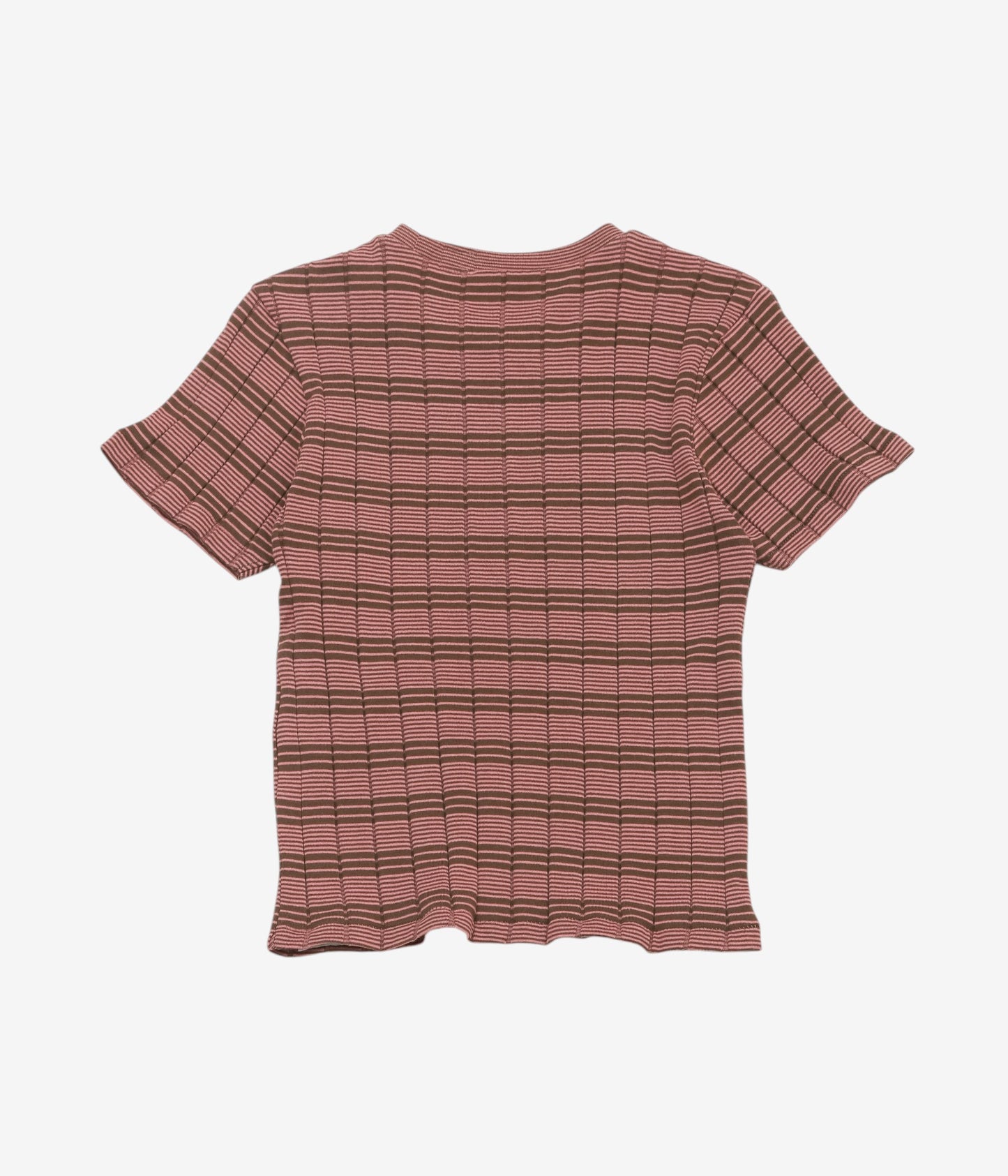 YOUNG&OLSEN THE DRYGOODS STORE ''BROAD RIB CROP CREW NECK'' (BROWN／PINK)