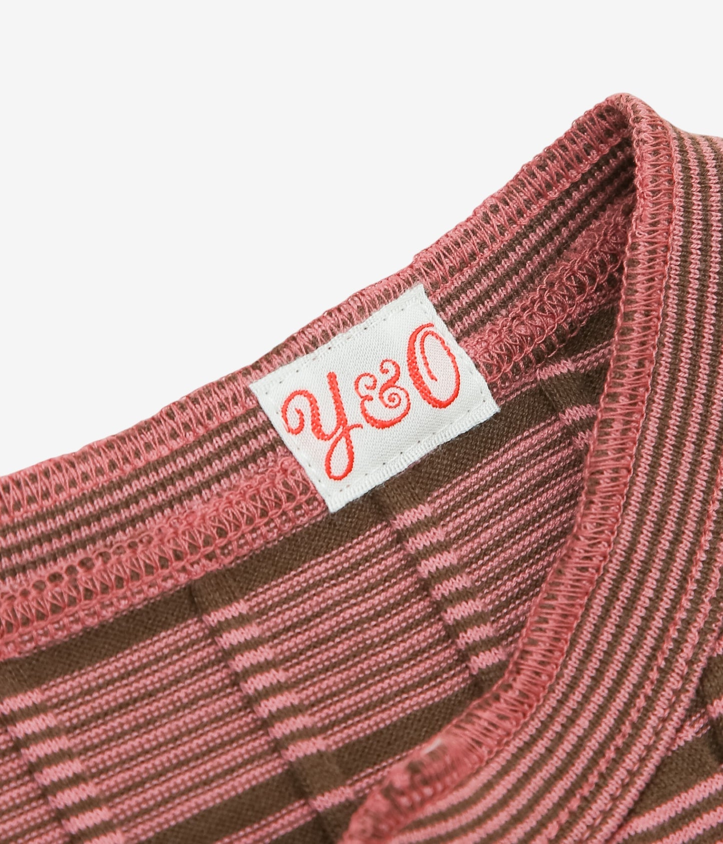 YOUNG&OLSEN THE DRYGOODS STORE ''BROAD RIB HENLEY NECK LS'' (BROWN／PINK)