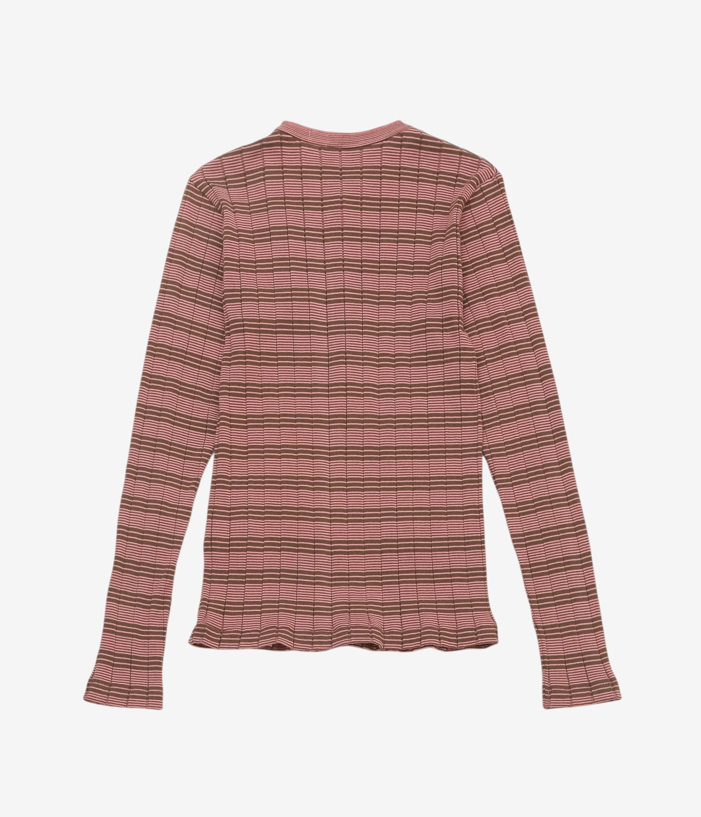 YOUNG&OLSEN THE DRYGOODS STORE ''BROAD RIB HENLEY NECK LS'' (BROWN／PINK)