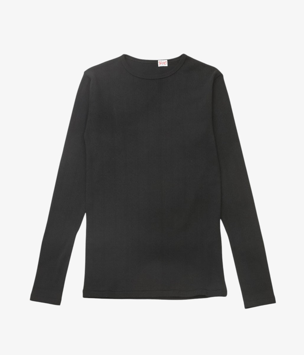 YOUNG&OLSEN THE DRYGOODS STORE ''PINHOLE RIB CREWNECK LS'' (BLACK)
