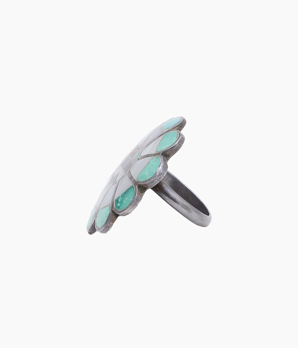VINTAGE JEWELRY ''60-70 'S ZUNI INLAY RING SUNFACE ⑬ ''(실버)