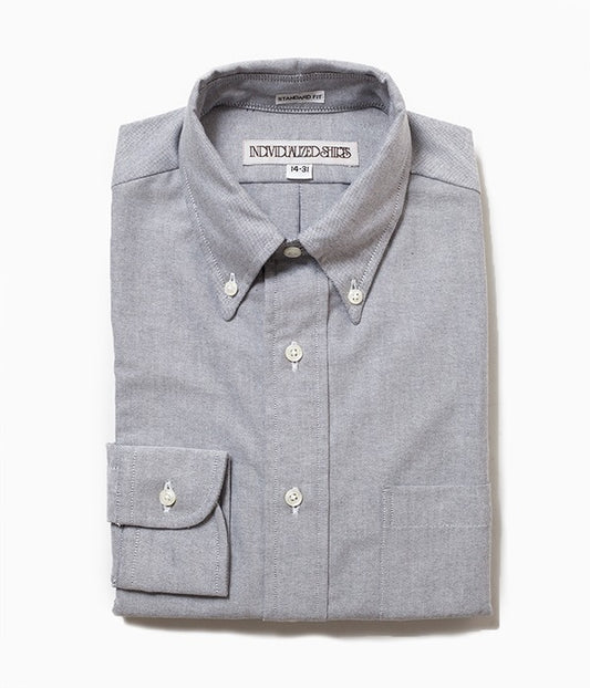 INDIVIDUALIZED SHIRTS "CAMBRIDGE OXFORD (STANDARD FIT BUTTON DOWN SHIRT) (LT GRAY)"