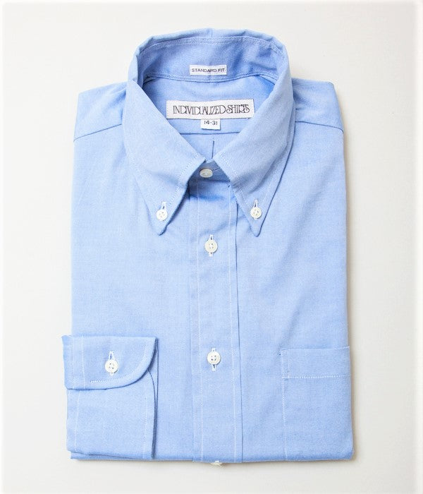 INDIVIDUALIZED SHIRTS "PINPOINT OXFORD TWO PLY 80S (STANDARD FIT BUTTON DOWN SHIRT)(LT BLUE)"