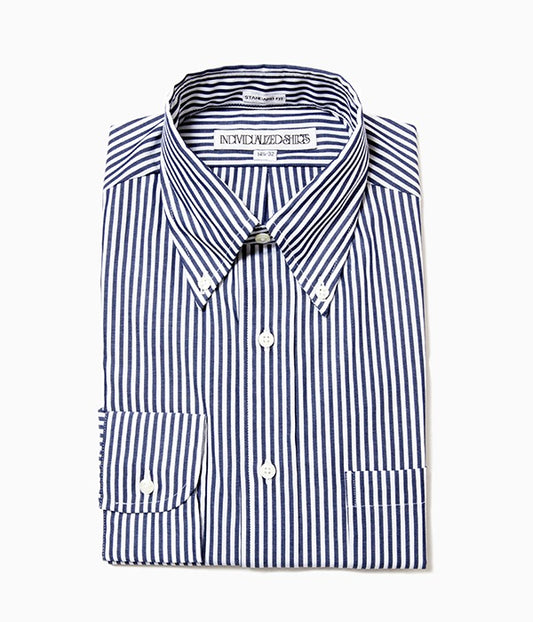 INDIVIDUALIZED SHIRTS "BENGAL STRIPE (STANDARD FIT BUTTON DOWN SHIRT) (NAVY)"