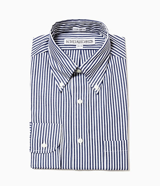 INDIVIDUALIZED SHIRTS "BENGAL STRIPE (STANDARD FIT BUTTON DOWN SHIRT)(NAVY)"
