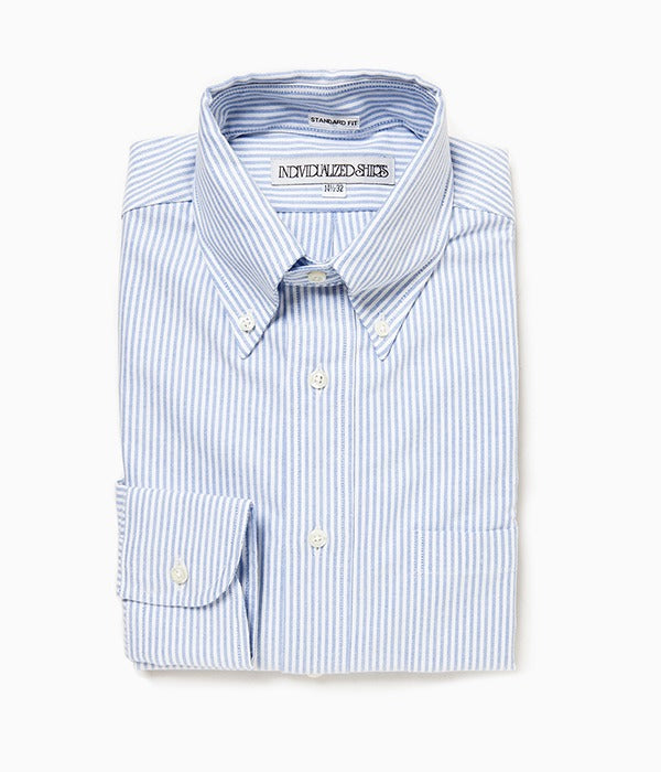 INDIVIDUALIZED SHIRTS "CANDY STRIPE (STANDARD FIT BUTTON DOWN SHIRT)(LT BLUE)"