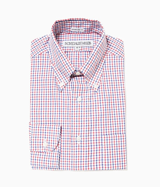 INDIVIDUALIZED SHIRTS "TATTERSALL (STANDARD FIT BUTTON DOWN SHIRT) (TRICOLOR)"