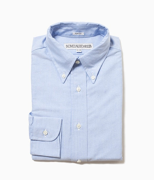 INDIVIDUALIZED SHIRTS "CAMBRIDGE OXFORD (SLIM FIT BUTTON DOWN SHIRT)(LT BLUE)"