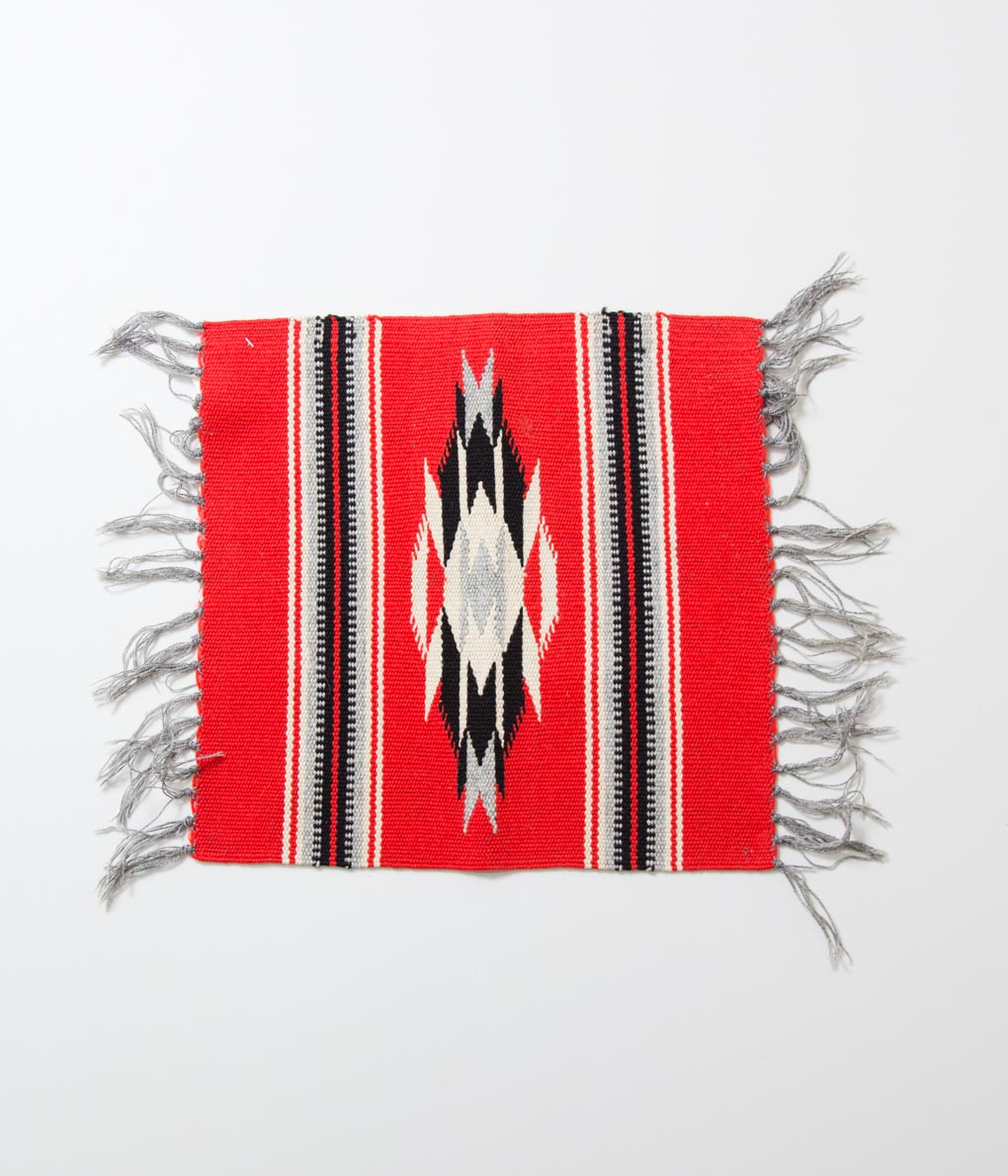 VINTAGE "50'S CHIMAYO RUG SQUARE"(RED)