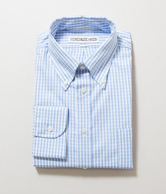 INDIVIDUALIZED SHIRTS "GINGHAM CHECK (STANDARD FIT BUTTON DOWN SHIRT)" (LIGHT BLUE)