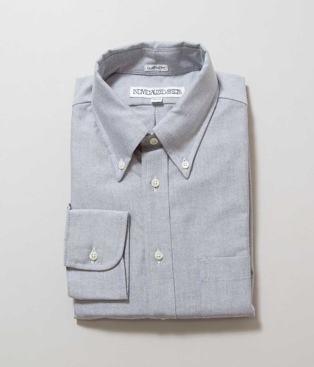 INDIVIDUALIZED SHIRTS "CAMBRIDGE OXFORD (CLASSIC FIT BUTTON DOWN SHIRT)(LIGHT GREY)"