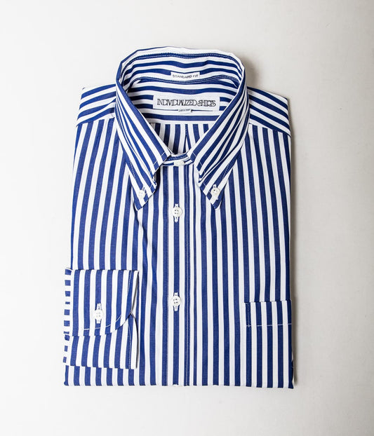 INDIVIDUALIZED SHIRTS "BARBER STRIPE (STANDARD FIT BUTTON DOWN SHIRT)" (BLUE)