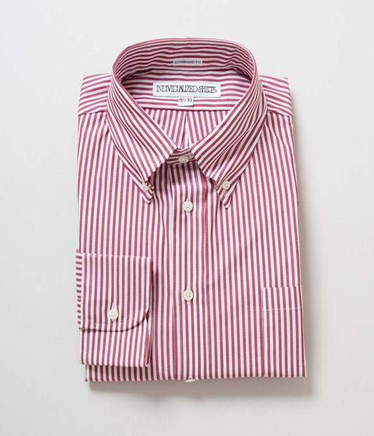 INDIVIDUALIZED SHIRTS "BENGAL STRIPE (STANDARD FIT BUTTON DOWN SHIRT)"(DEEP RED)