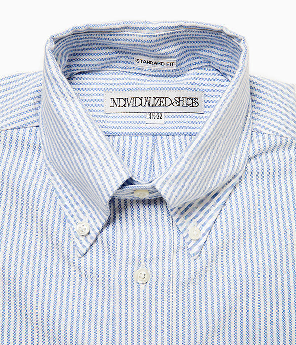 INDIVIDUALIZED SHIRTS "CANDY STRIPE (STANDARD FIT BUTTON DOWN SHIRT)(LT BLUE)"
