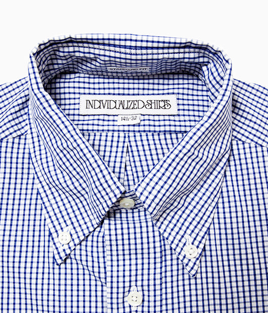 INDIVIDUALIZED SHIRTS "TATTERSALL (STANDARD FIT BUTTON DOWN SHIRT)(BLUE)"