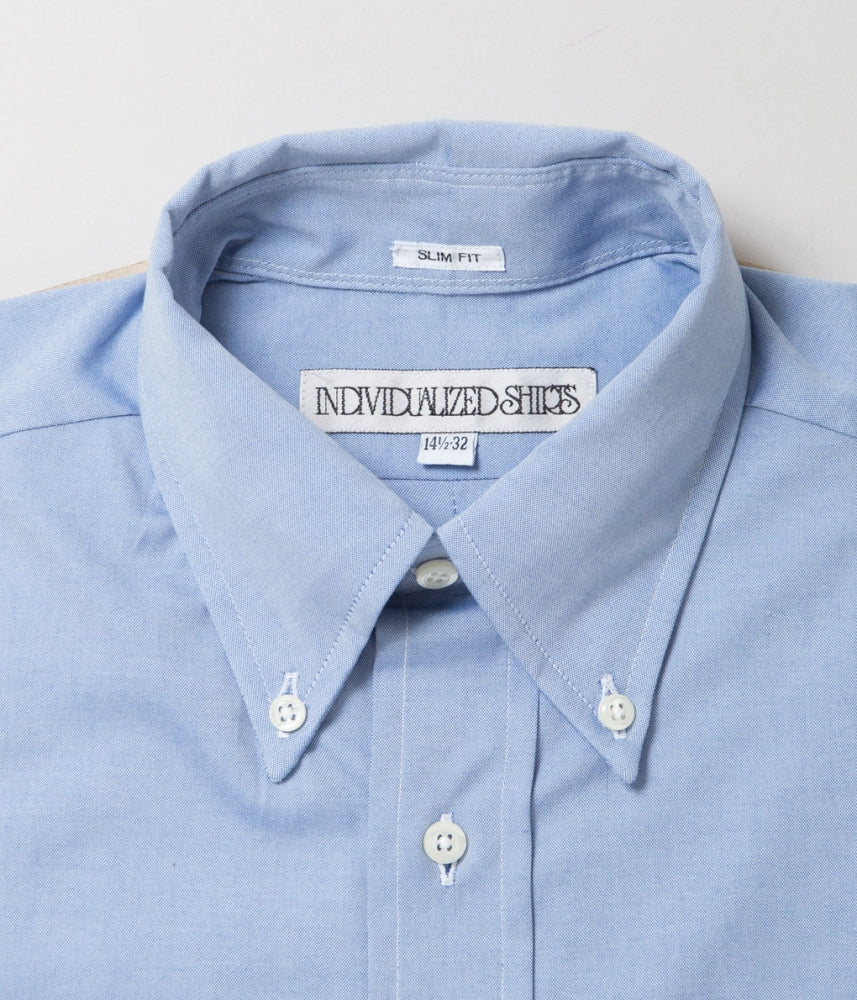 INDIVIDUALIZED SHIRTS "PINPOINT OXFORD TWO PLY 80S (SLIM FIT BUTTON DOWN SHIRT) (LT BLUE)"
