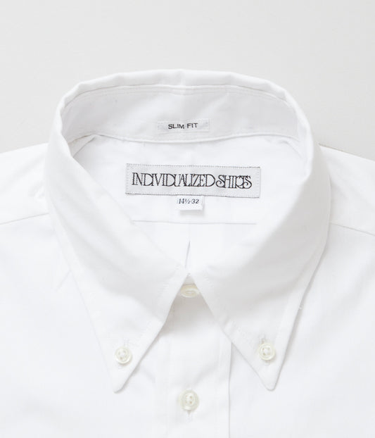 INDIVIDUALIZED SHIRTS "PINPOINT OXFORD TWO PLY 80S (SLIM FIT BUTTON DOWN SHIRT)(WHITE)"