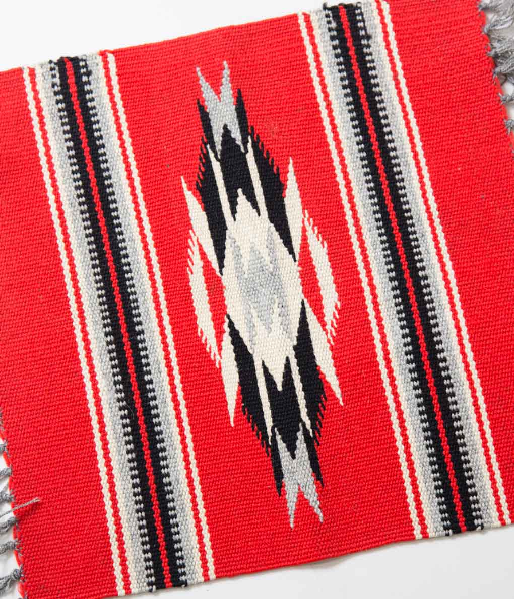 VINTAGE "50'S CHIMAYO RUG SQUARE"(RED)